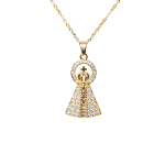 Colar Pingente Nossa Senhora Cravejado Banhado a Ouro 24k