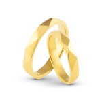 Par de Alianças Banhada Ouro 24k Lapidada 4mm