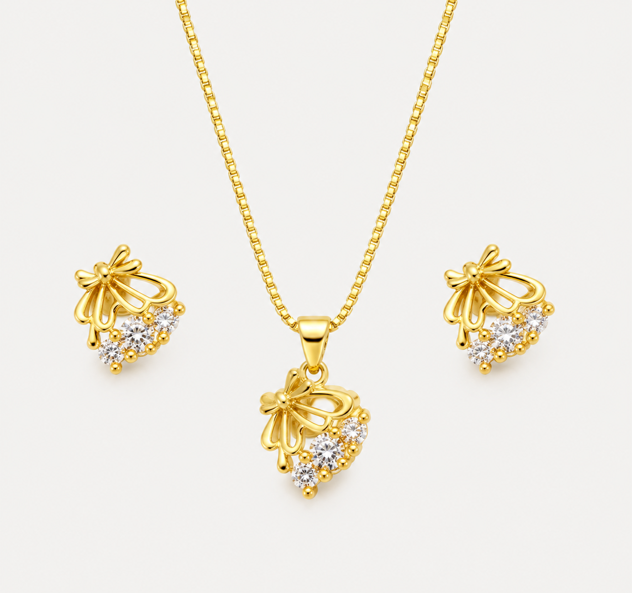 Conjunto Colar e Brinco Borboleta Banhado a Ouro 18k